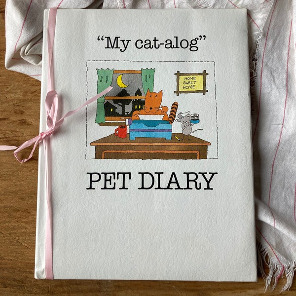 Pet Diary, "My cat-alog"/mementos, memories, snapshots/kittens, cats/paw prints, food, medical record, vet visits/pet scrap book, cat book