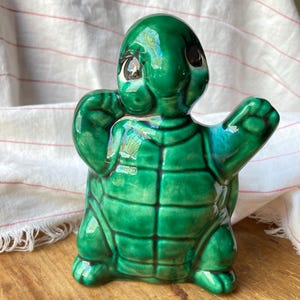 Vintage Ceramic Turtle/green and blue turtle/decorative turtle/cute style turtle figurine