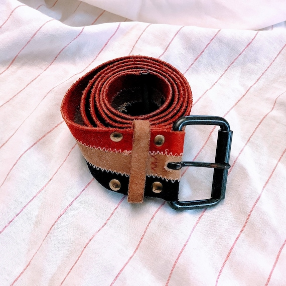 Vintage leather belt/adult belt/accessories/red, … - image 1