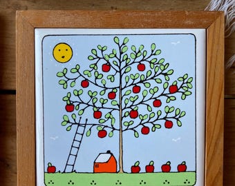 Vintage Lillian Vernon Seasonal Tiles: Spring & Fall Ceramic Wall