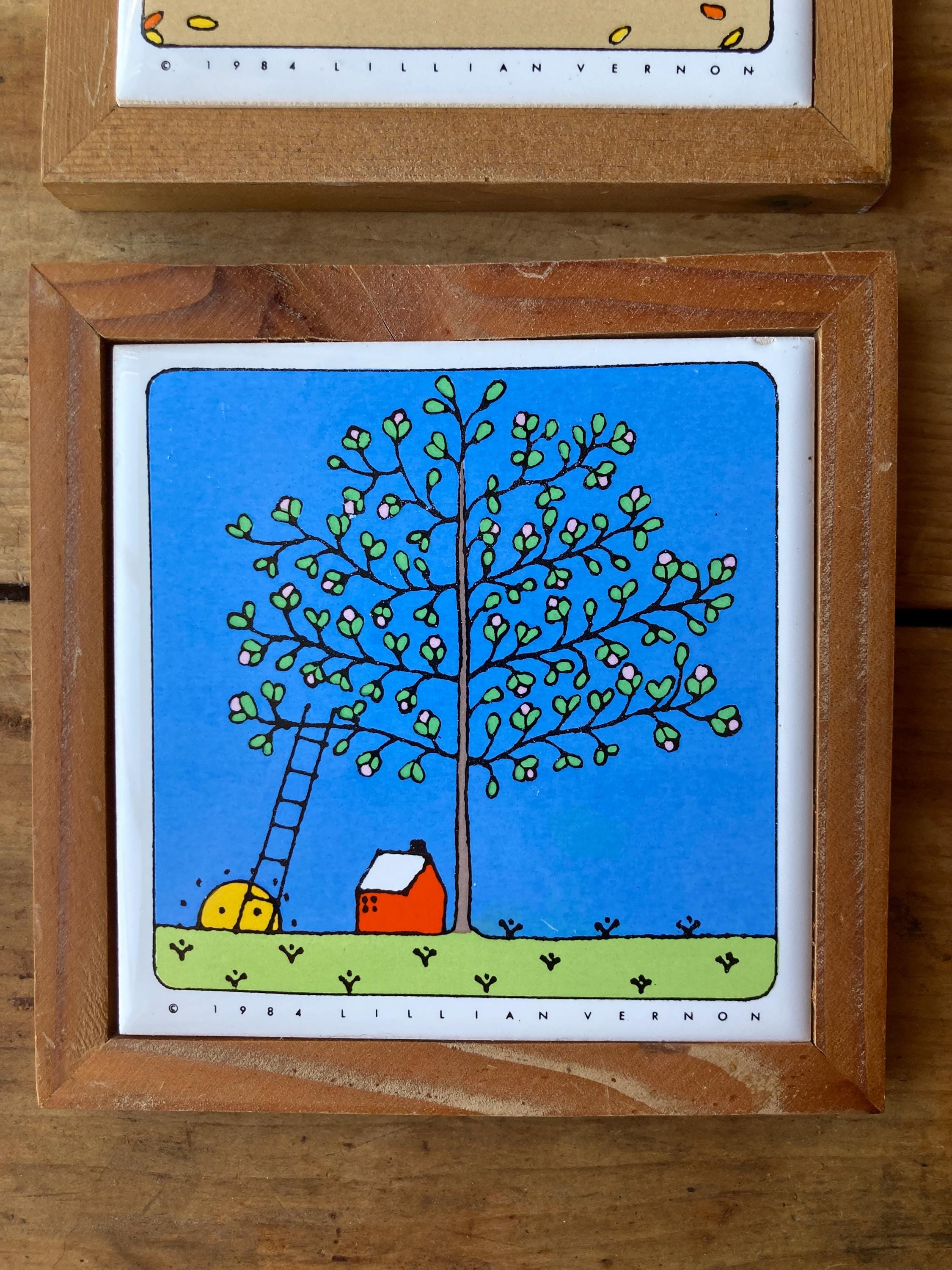 その他 Lilian Vernon 1984 Seasons Vintage Lillian Vernon Seasonal Tiles: Spring & Fall Ceramic Wall