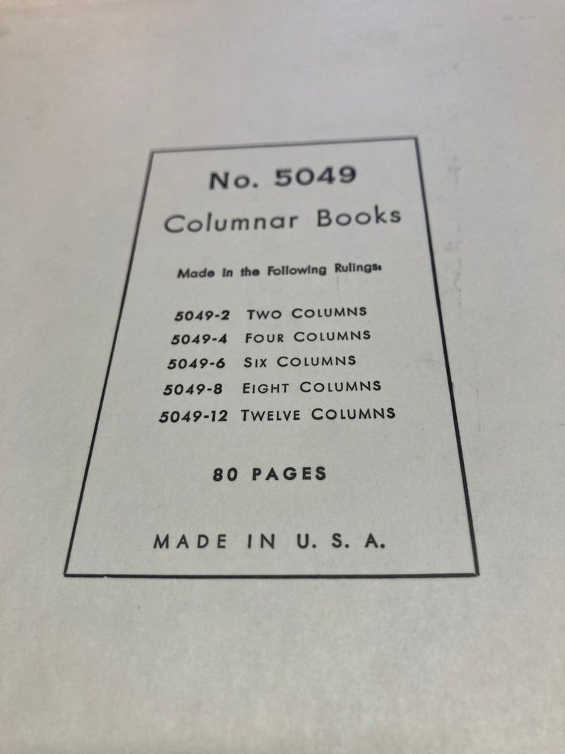 Columnar Book/4 Column/black Hard Cover/accounting Book/numbers Grid