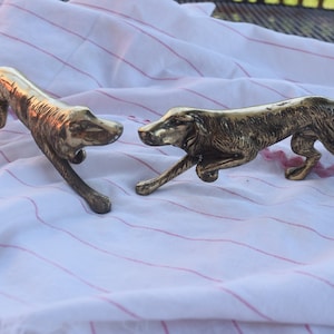 Vintage Brass Setter Dog Figures - Canine Home Decor
