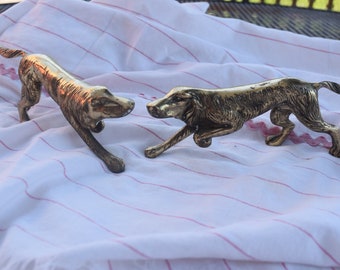 Vintage Brass Dog Figures/Dog collector, dog decor, home decor, setter-type dog statues/Pointers/Hunting dogs, Canine/puppy/Fur Babies