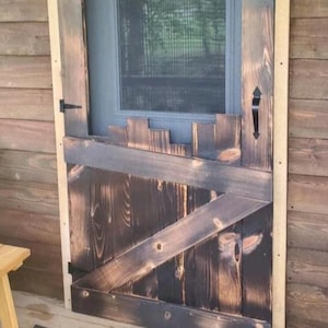 Handmade Burnt Wood Screen Door: Rustic Cabin Decor
