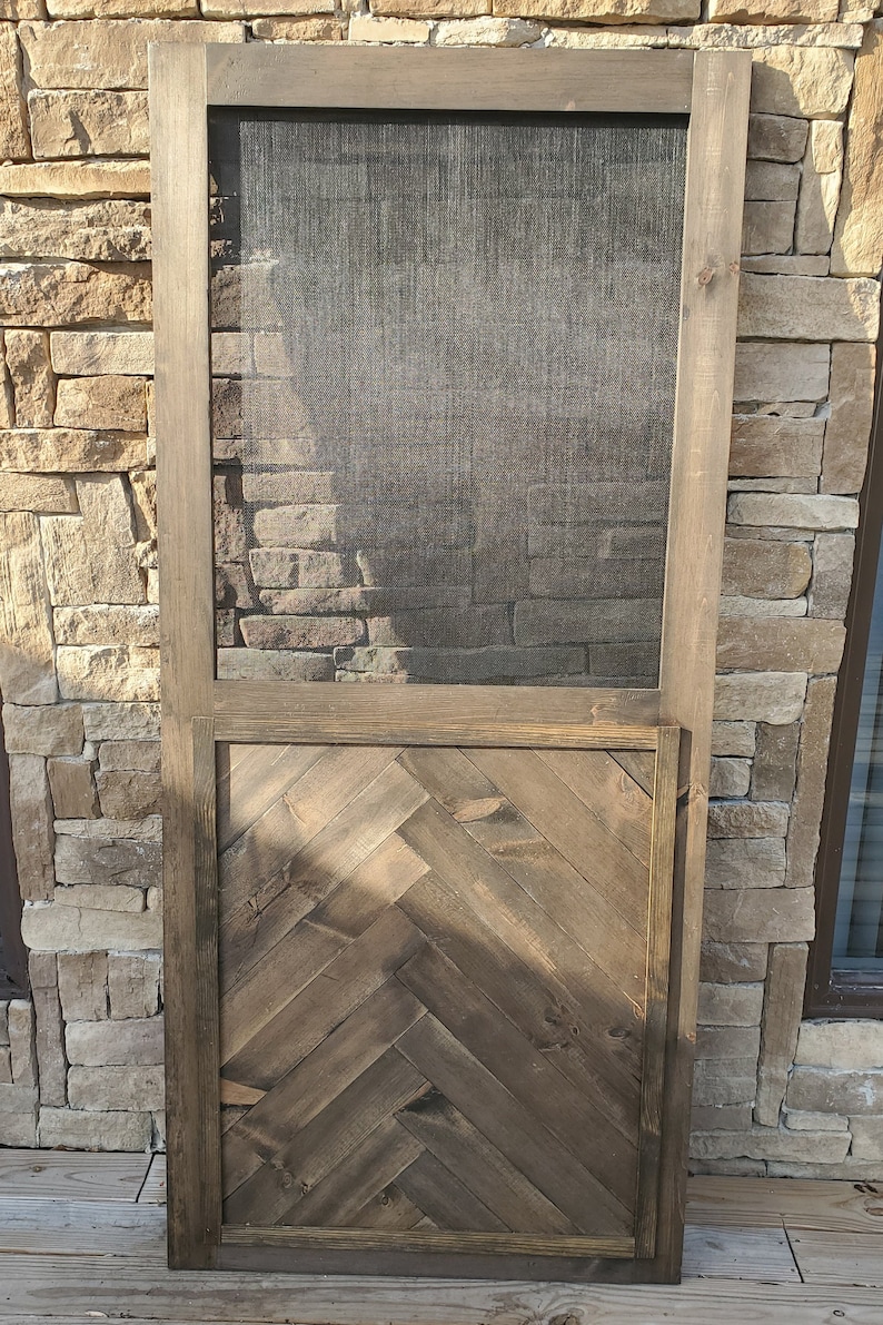 Rustic Herringbone Screen Door Pet Mesh Screen/herringbone Etsy