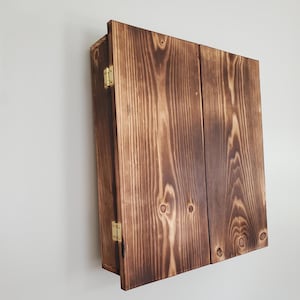 Burnt Wood Dartboard Cabinet: Handcrafted Tournament Size
