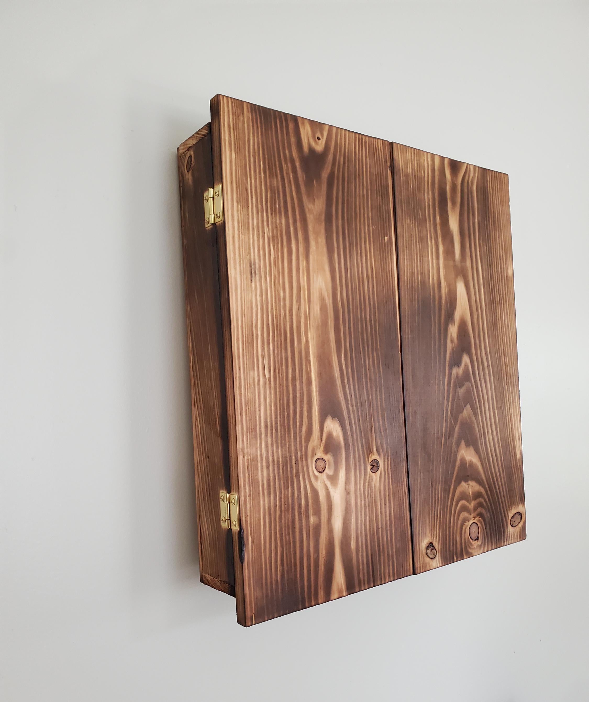 Burnt Wood Dartboard Cabinet: Handcrafted Tournament Size
