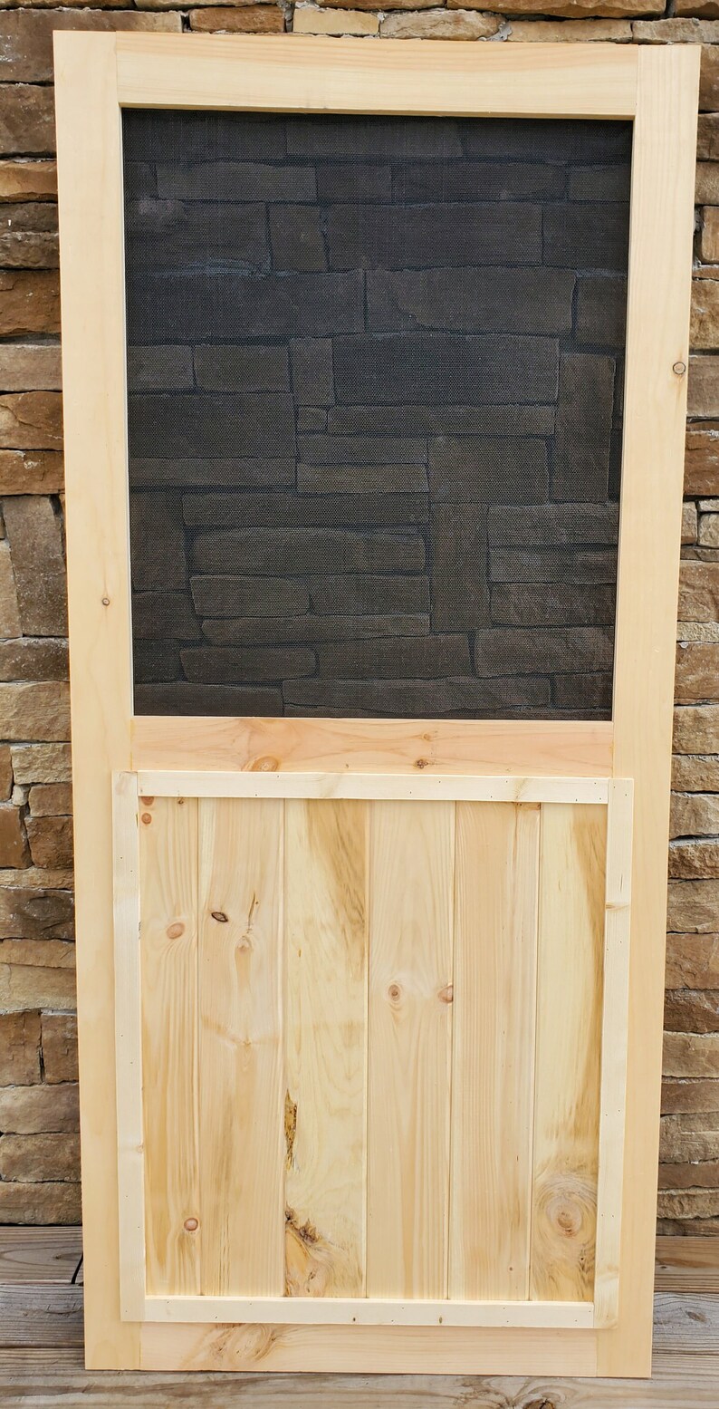 Screen Door With Pet Mesh Custom Screen Door Pine Screen Etsy