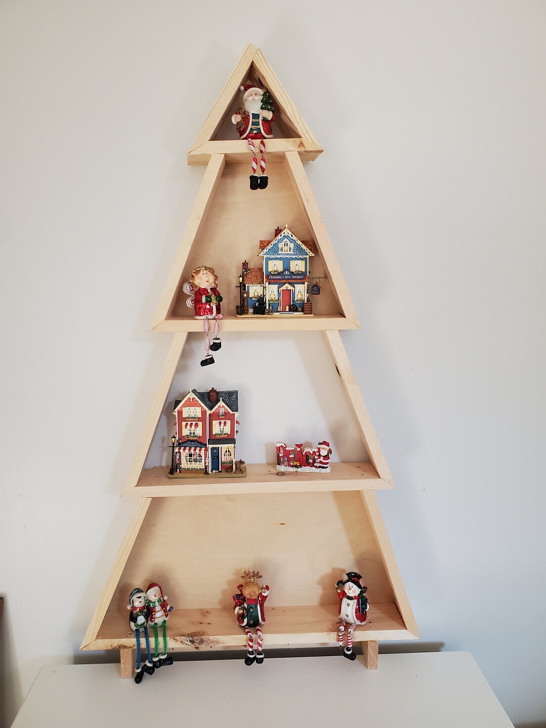 Christmas Tree Shelf, Miniature Village Display Shelf, Christmas Tree ...