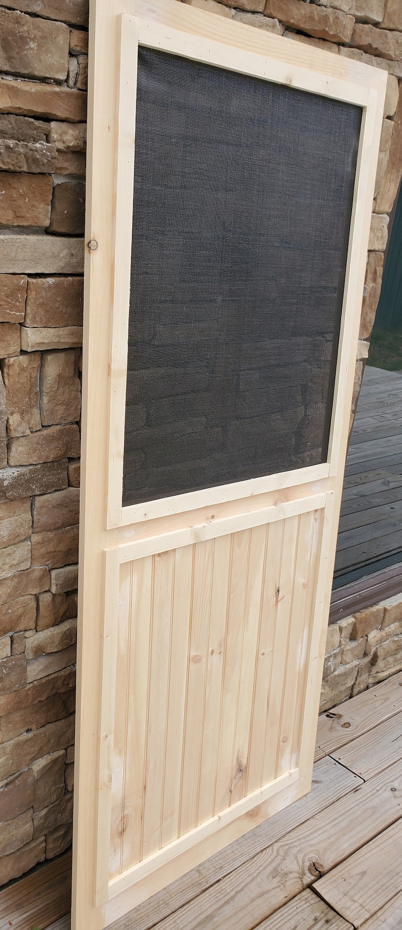 Screen Door With Pet Mesh Custom Screen Door Pine Screen Etsy