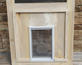 Poplar Screen Door Doggie Door Custom Screen Door Cedar Screen Door With Pet Door Xl Pet Door Insert Solid Wood Door Custom Made Door Etsy