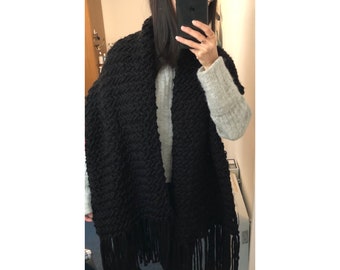 Faire sur commande - chunky tricoté écharpe de chevron / poncho