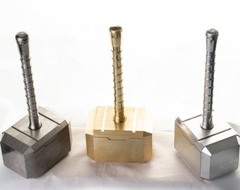 Mini-Mjolnir Thor's Hammer paperweight in aluminum/brass/stainless steel