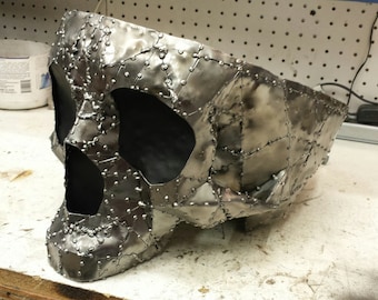 Handmade oversized sheet metal skull bowl. One of a kind, all steel construction.