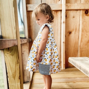 Organic dress, summer dress, twirly dress, lemon dress, organic girls dress,organic summer dress, organic baby, organic dress, toddler dress image 3