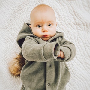 Wool sleeper, wool coverall, natural sleeper, wool baby clothes, wool romper, baby wool, wool footie romper, warm baby sleeper, wool