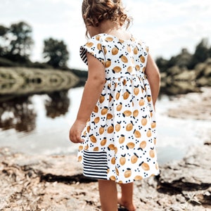 Organic dress, summer dress, twirly dress, lemon dress, organic girls dress,organic summer dress, organic baby, organic dress, toddler dress image 9