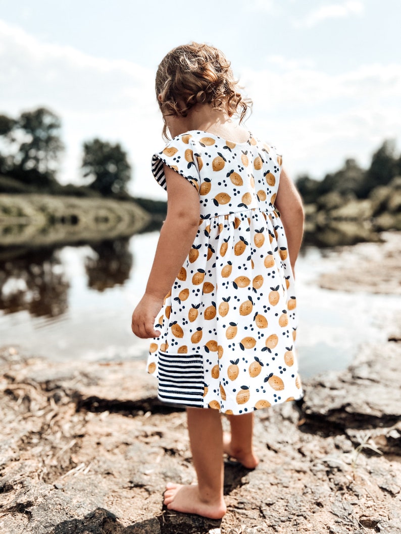 Organic dress, summer dress, twirly dress, lemon dress, organic girls dress,organic summer dress, organic baby, organic dress, toddler dress image 9