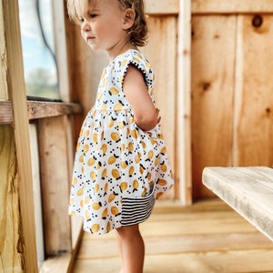 Organic dress, summer dress, twirly dress, lemon dress, organic girls dress,organic summer dress, organic baby, organic dress, toddler dress image 8