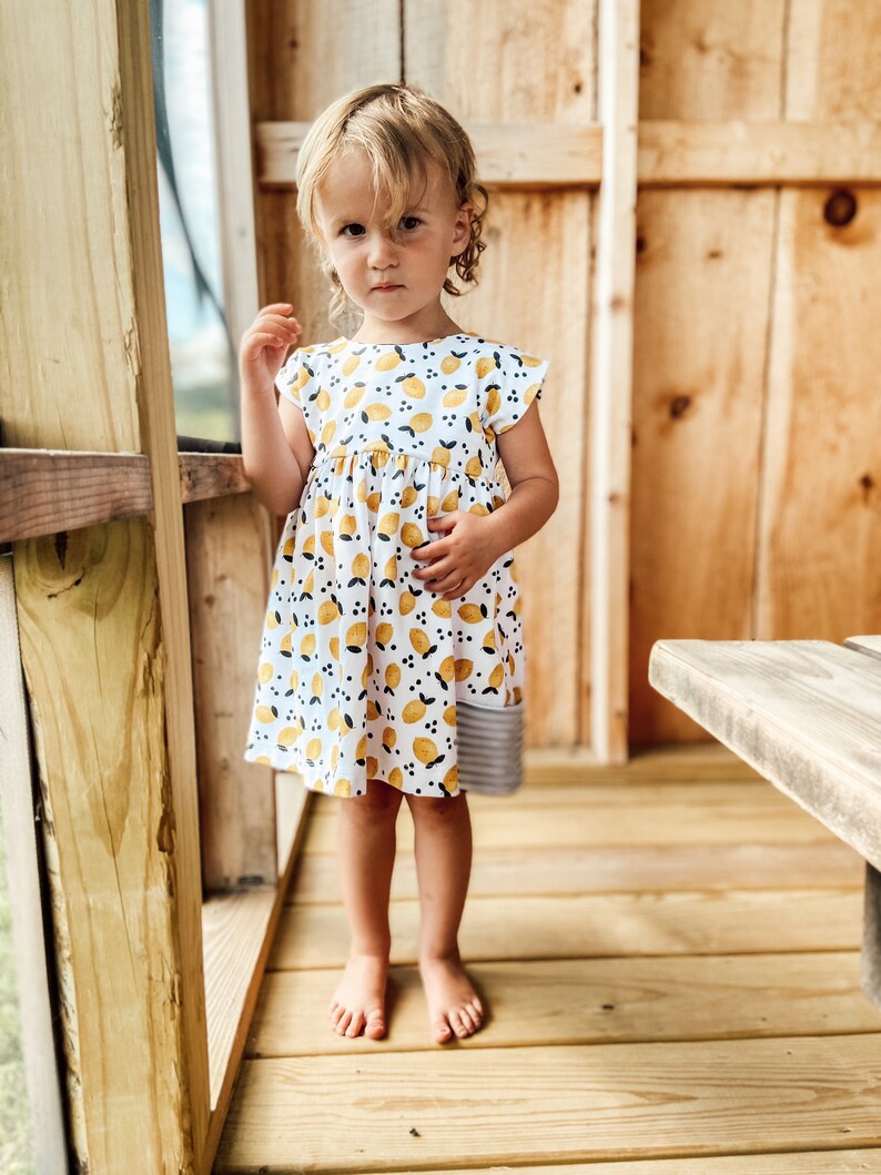 Organic dress, summer dress, twirly dress, lemon dress, organic girls dress,organic summer dress, organic baby, organic dress, toddler dress image 5