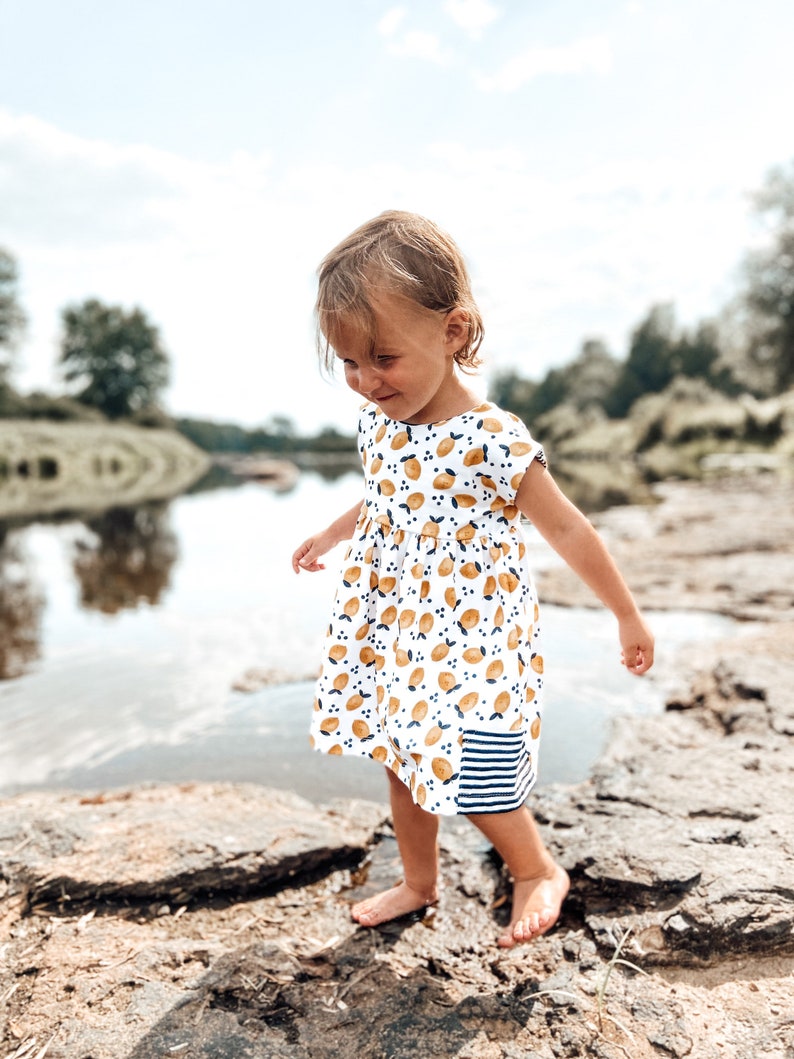 Organic dress, summer dress, twirly dress, lemon dress, organic girls dress,organic summer dress, organic baby, organic dress, toddler dress image 10