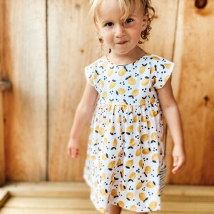 Organic dress, summer dress, twirly dress, lemon dress, organic girls dress,organic summer dress, organic baby, organic dress, toddler dress image 6