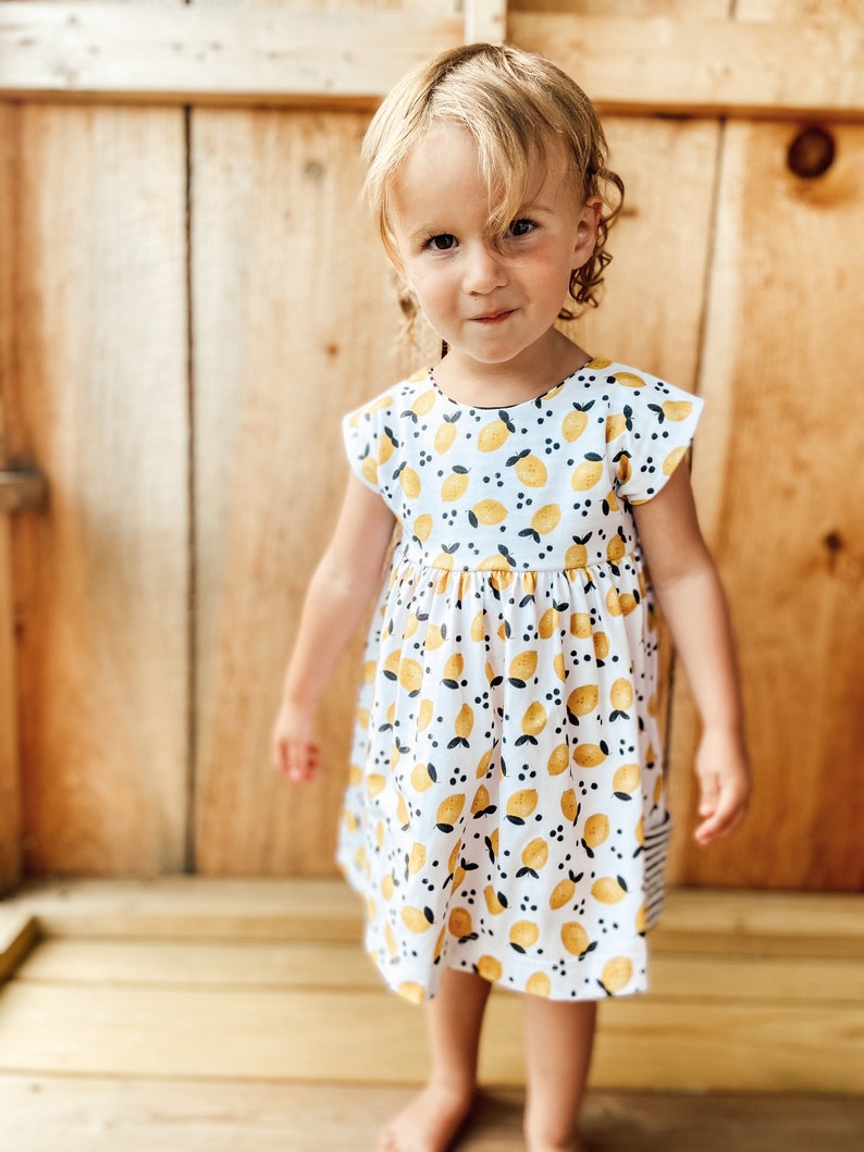 Organic dress, summer dress, twirly dress, lemon dress, organic girls dress,organic summer dress, organic baby, organic dress, toddler dress image 6