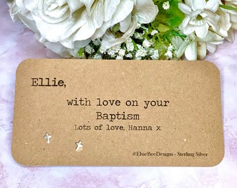 Personalised Sterling Silver Baptism Cross Earrings