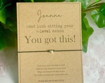 Personalised A-Level Good Luck Wish Bracelet