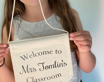 Personalised Teacher Classroom Flag Pennant Sign - End Of Term - Thank You Gift