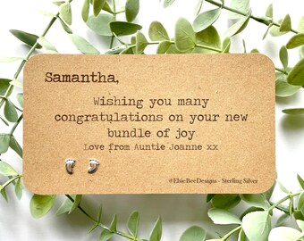 Personalised Sterling Silver Earrings New Mum - Mummy - New Baby Gift