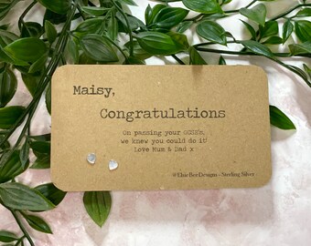 Personalised Sterling Silver Earrings  - Congratulations - GCSE pass - Alevel Pass- Exam Pass