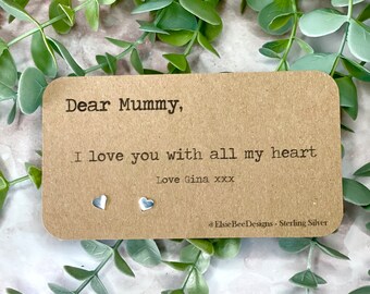 For Mummy- I love You - Personalised Sterling silver earrings - Mummy - Mum - Love - Mother - gift
