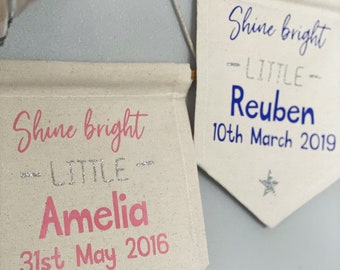 New Baby Personalised Pennant * Wall Hanging * Banner * flag * nursery sign - Baby Gift