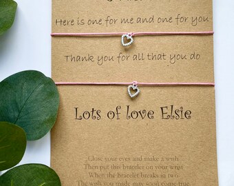 Grandma & Grandchild Wish Bracelet Set - Personalised - Double Wish Bracelet Gift