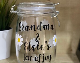 Personalised Grandma & Me Jar of Joy Memory Jar - 1 litre - Gift - Mothers Day -Nana - Nannie - Mum