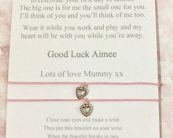 Mummy & Me/Daughter 1st Day Of School Wish Bracelet Set - Personalised