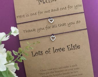 Double Mum & Daughter Wish Bracelet Set - Personalised