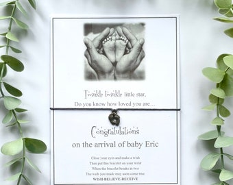 New Mummy Congratulations Wish Bracelet Personalised New Baby-New Arrival