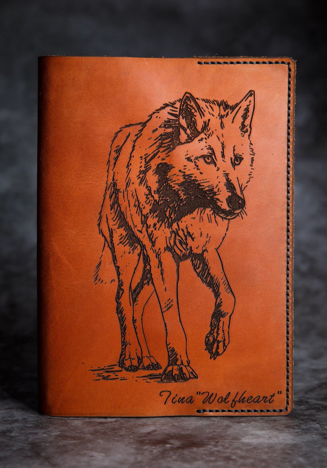 Wolf Notebook Leather Cover Leather Diary Organizer Wolf Etsy