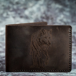 Wolf Leder Herren Brieftasche, Wolf Münzen benutzerdefinierte personalisierte Brieftasche, Wolf bifold, Wolf einzigartiges Geschenk