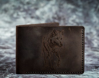 Wolf Howling At The Moon Women Leather Zipper Wallet Interior Pocket 