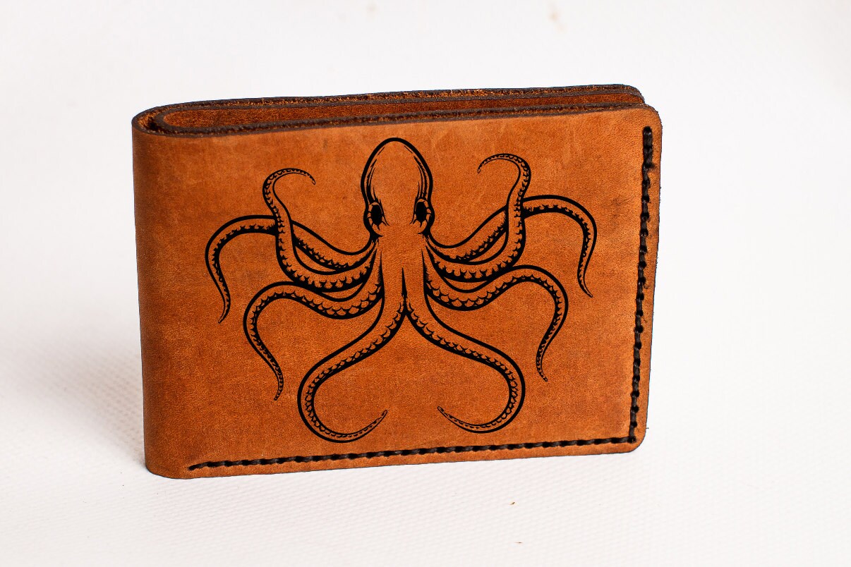 Octopus Wallet Mens Wallet Leather Wallet Octopus coins Etsy