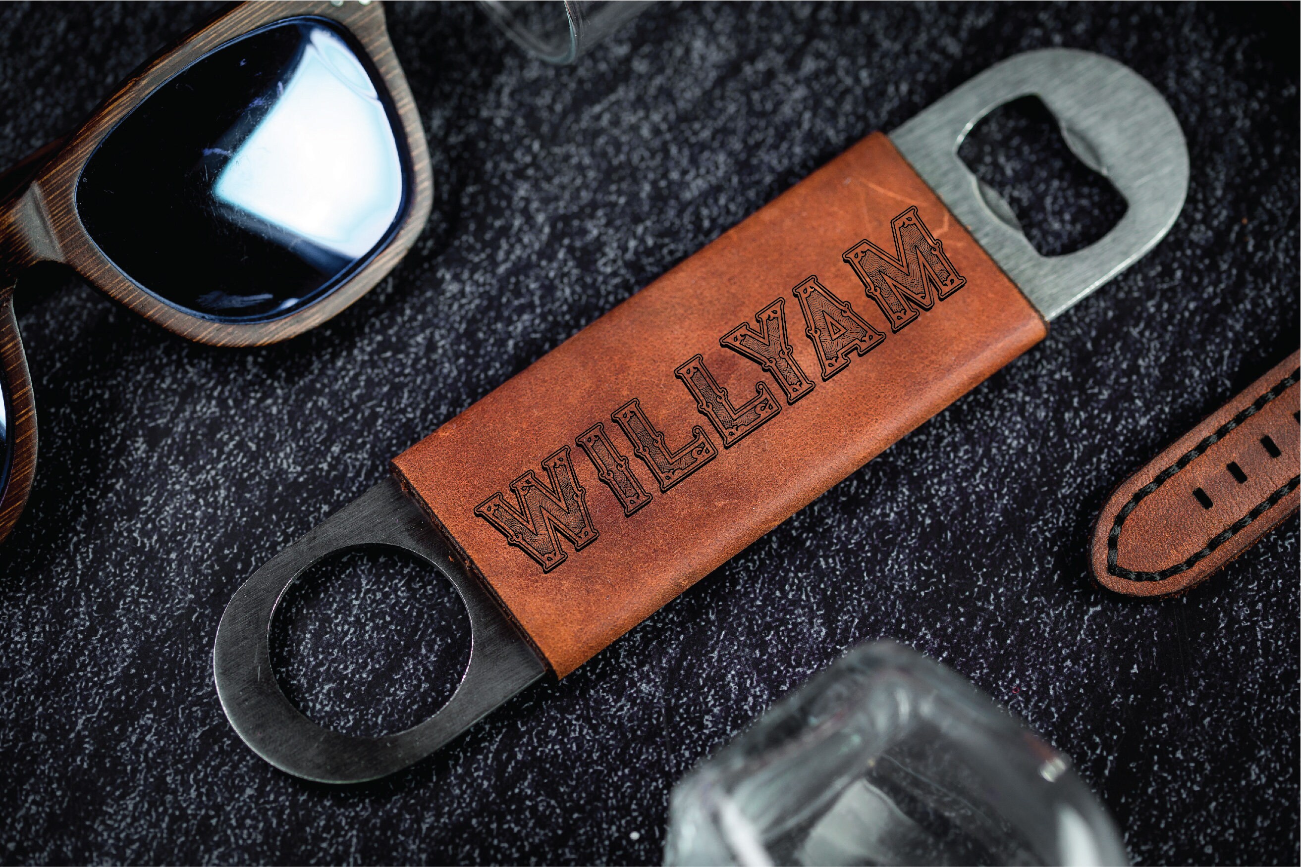 Wrapped Leather bottle opener custom leather bottle beer Etsy