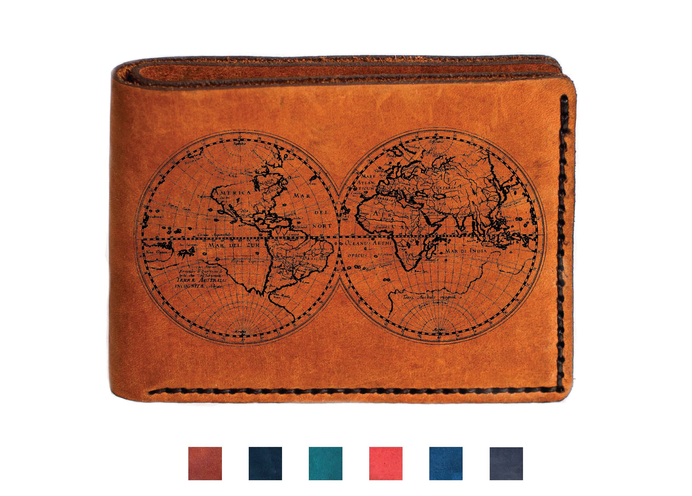 World Map Travel Mens Leather Wallet Bifold Wedding Engraved Personalized Custom Gift - Custom Made Leather Wallets India World Map Travel Mens Leather Wallet Bifold Wedding Engraved Personalized Custom Gift - Custom Made Leather Wallets India