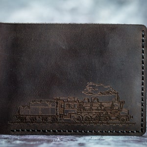 Locomotora tren cartera personalizada cuero hombres cartera hombres cuero cartera personalizado regalo personalizado para los hombres aniversario boda novio regalo
