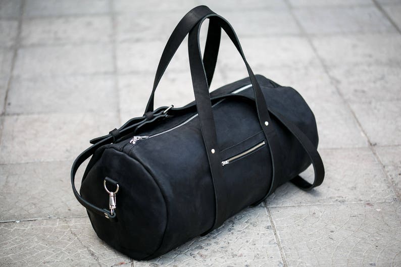 Man Leather Duffle Large Bag Zippered Leather Duffle Overnight Etsy