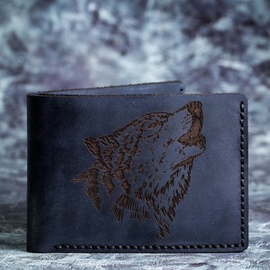 Cartera de lobo, Cartera de hombre, Cartera de cuero, Cartera de monedas de lobo, Cartera plegable de lobo, Cartera plegable de lobo, Cartera con diseño de naturaleza del bosque de lobo