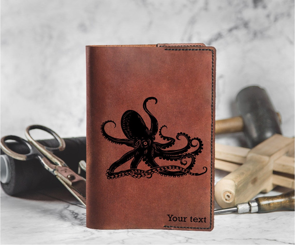 Octopus Notebook Cover Leather Diary Journal Cover for Men Etsy